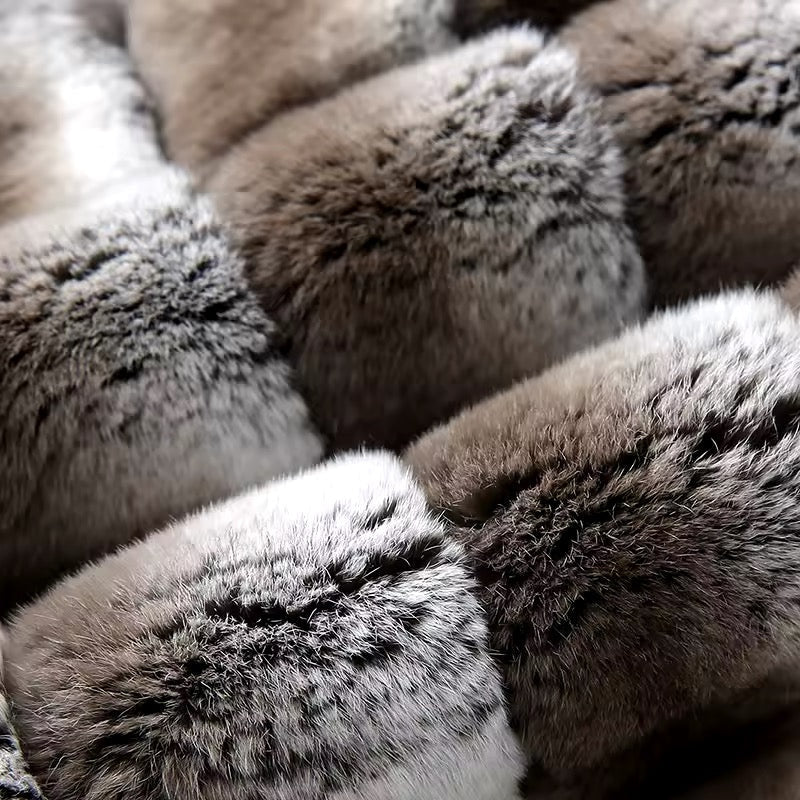 Veste pour Femme en Cachemire avec Fourrure de Lapin Rex