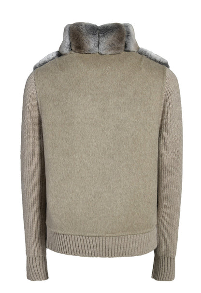 Veste pour Femme en Cachemire avec Fourrure de Lapin Rex