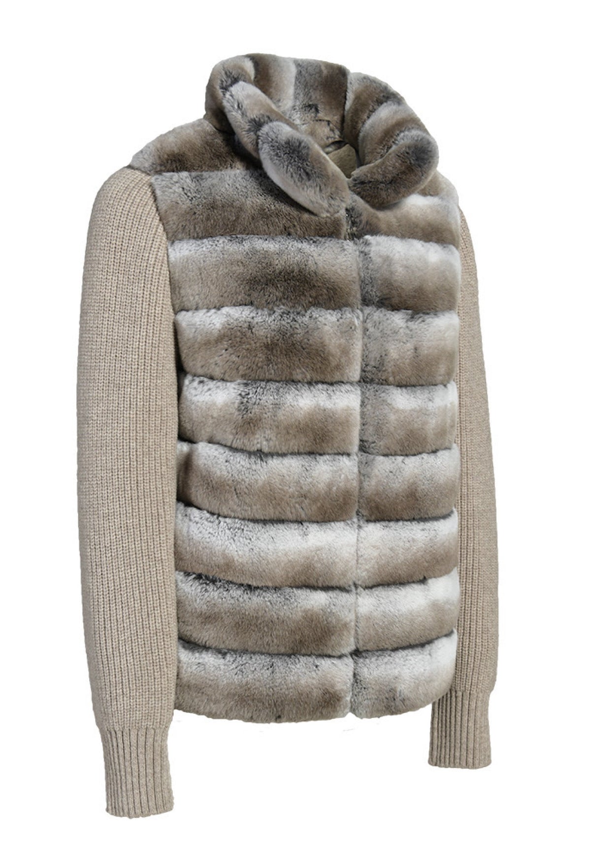 Veste pour Femme en Cachemire avec Fourrure de Lapin Rex