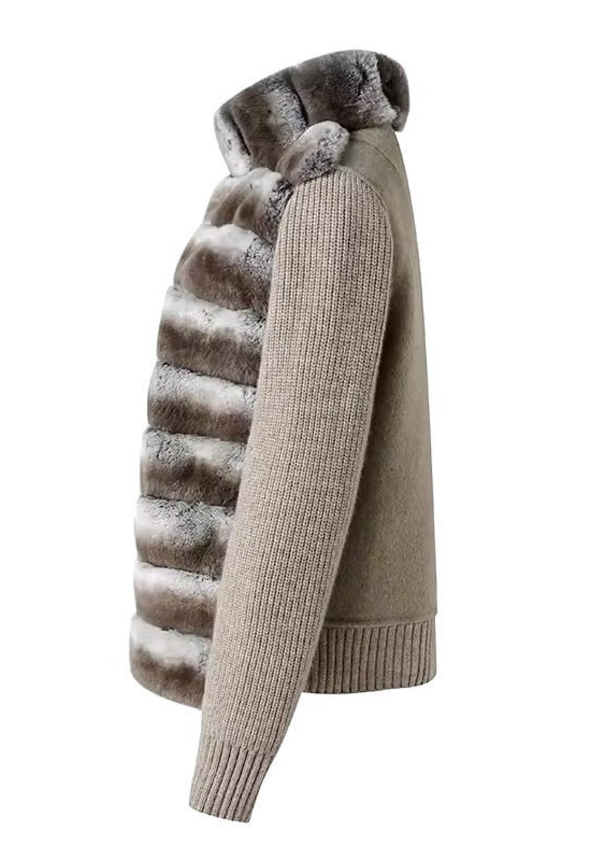 Veste pour Femme en Cachemire avec Fourrure de Lapin Rex