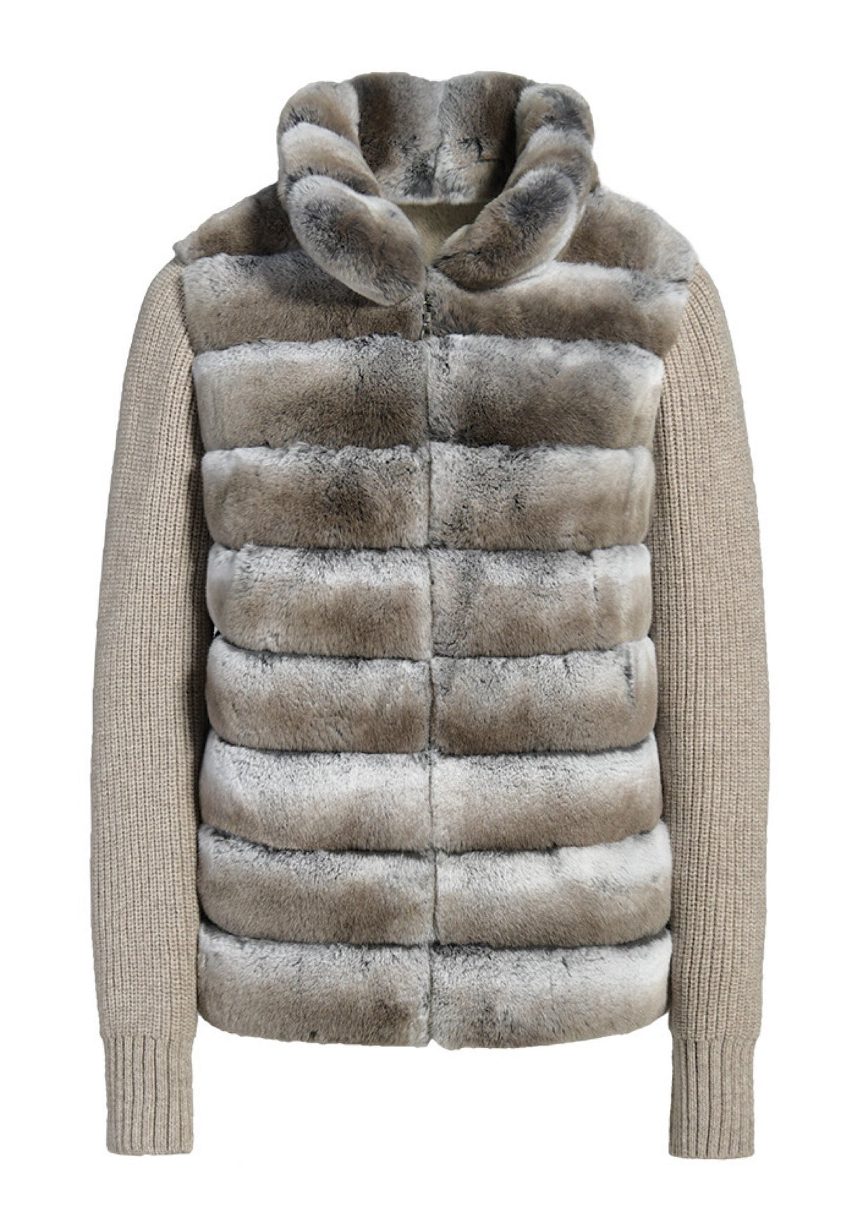 Veste pour Femme en Cachemire avec Fourrure de Lapin Rex